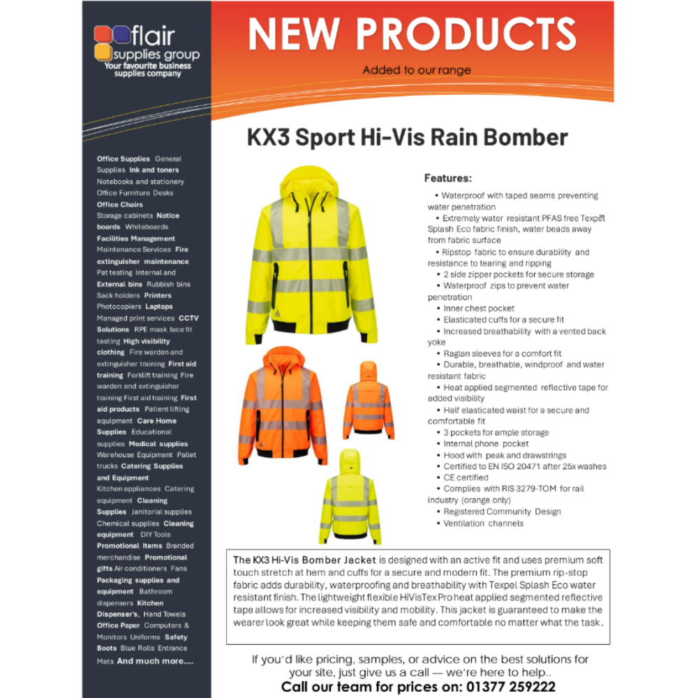 KX3 Sport Hi-Vis Rain Bomber Jacket